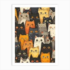 Perfectly Repeatable Artwork With Cute Cat Faces 48 Art Print