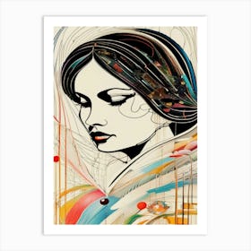 Stitching Of A Woman Art Print