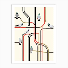 Pigeons On A Train Art Print