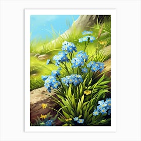 Forget Me Not Wildflower In Wetlands (2) Art Print