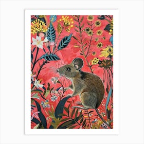Floral Animal Painting Mouse 3 Art Print