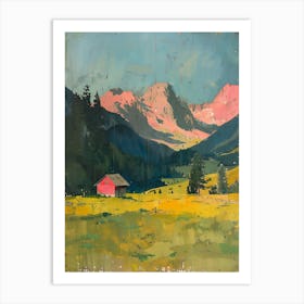 Red Barn In The Mountains Art Print