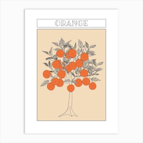 Orange Tree Minimalistic Drawing 3 Poster Art Print