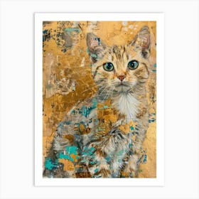 British Shorthair Cat Gold Effect Collage 3 Art Print