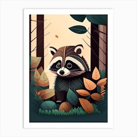 Raccoon In The Forest Art Print