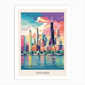 Chicago Colourful Travel Poster 11 Art Print