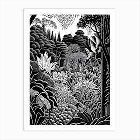 Birmingham Botanical Gardens, 1, Usa Linocut Black And White Vintage Art Print
