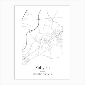 Kobylka,Poland Minimalist Map Affiche