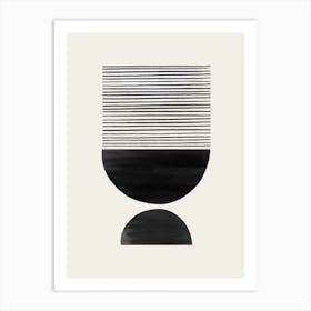 Mid Century Sunset Black Art Print