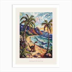 Dinosaur On The Beach Painting 1 Poster Art Print