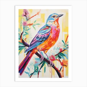 Colourful Bird Painting Mockingbird 4 Art Print