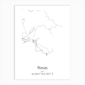 Rosas,Spain Minimalist Map Art Print