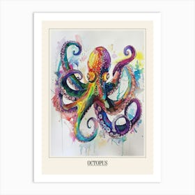 Octopus Colourful Watercolour 1 Poster Art Print