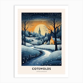 Winter Night  Travel Poster Cotswolds United Kingdom 1 Art Print
