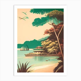Koh Samet Thailand Vintage Sketch Tropical Destination Art Print