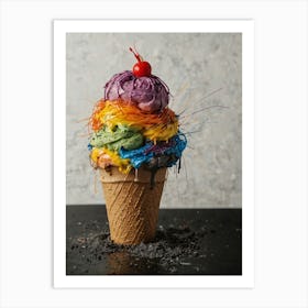 Rainbow Ice Cream Cone 2 Art Print