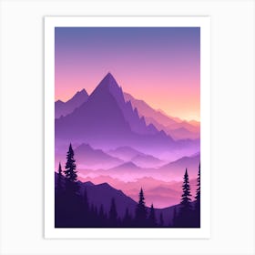 Misty Mountains Vertical Composition In Purple Tone 51 Art Print