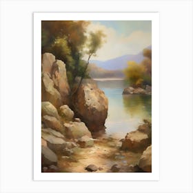 Forest Lake,Vintage Oil Painting,Farm Wall Decorations,Vintage Landscape,Vintage Landscape Oil Painting.32 Art Print