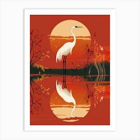 Egret At Sunset 1 Art Print