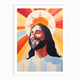 "Divine Radiance: Solace in Sunlit Savior" Art Print