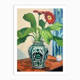 Flowers In A Vase Still Life Painting Gerbera Daisy 3 Art Print