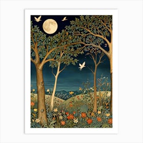 William Morris Moonlight In The Woods 39 Art Print