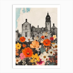 Ireland   Floral Retro Collage Style 1 Art Print