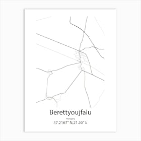 Berettyoujfalu,Hungary Minimalist Map Art Print