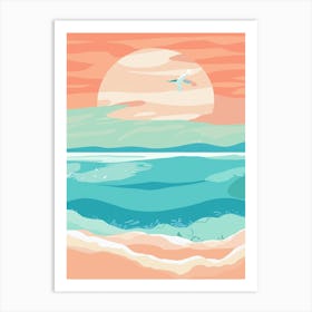 Pastel Beach Sunset Art Print