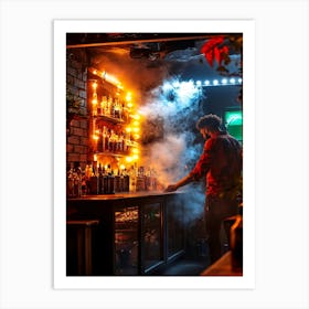 Bartender In A Bar Art Print