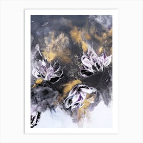 Black And Gold Floral Abstract 2 Art Print