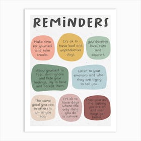 Mental Health Reminders Art Print
