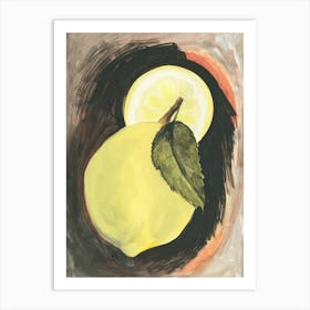 Yellow Lemon Composition - yellow black vertical hand painted kitchen food still life Art Print
