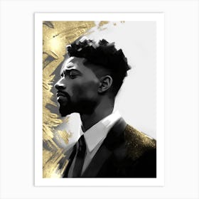 Black Man with Gold Abstract 12 Art Print