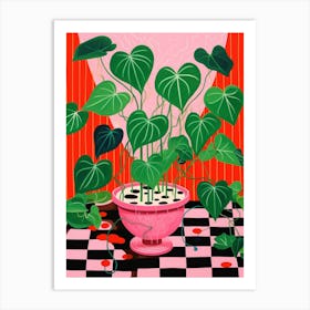 Pink And Red Plant Illustration Peperomia 1 Art Print