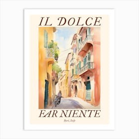 Il Dolce Far Niente Bari, Italy Watercolour Streets 1 Poster Art Print