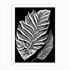 Birch Leaf Linocut 2 Art Print