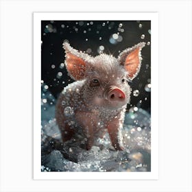 Pig In Water Art Print