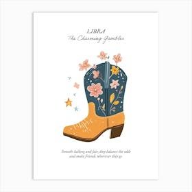 Libra Cowboy Boots Zodiac Preppy Western Cowgirl Art Print