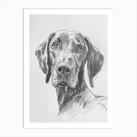 Redbone Hound Dog Charcoal Line 2 Art Print