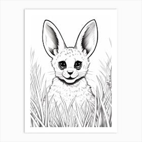 Line Art Jungle Animal Serval 2 Art Print