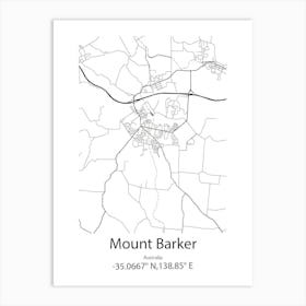 Mount Barker,Australia Minimalist Map Art Print