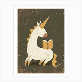 Unicorn Reading A Book Muted Pastels 2 Art Print