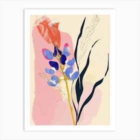 Colourful Flower Illustration Bluebonnet 6 Art Print