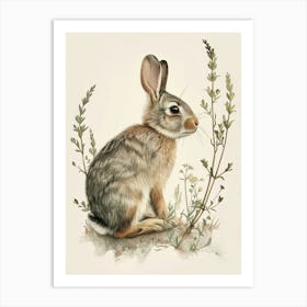 Californian Blockprint Rabbit Illustration 3 Art Print