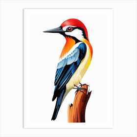 Colourful Geometric Bird Woodpecker 1 Art Print