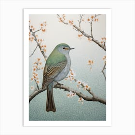 Ohara Koson Inspired Bird Painting European Robin 3 Art Print