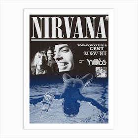 Nirvana 1991 Nevermind Belgium Concert Poster Art Print