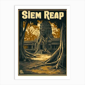 Aihrgdesign A Retro Travel Poster For Siem Reap 1 Art Print