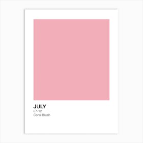 July Birth Month Colour Pink Art Print
